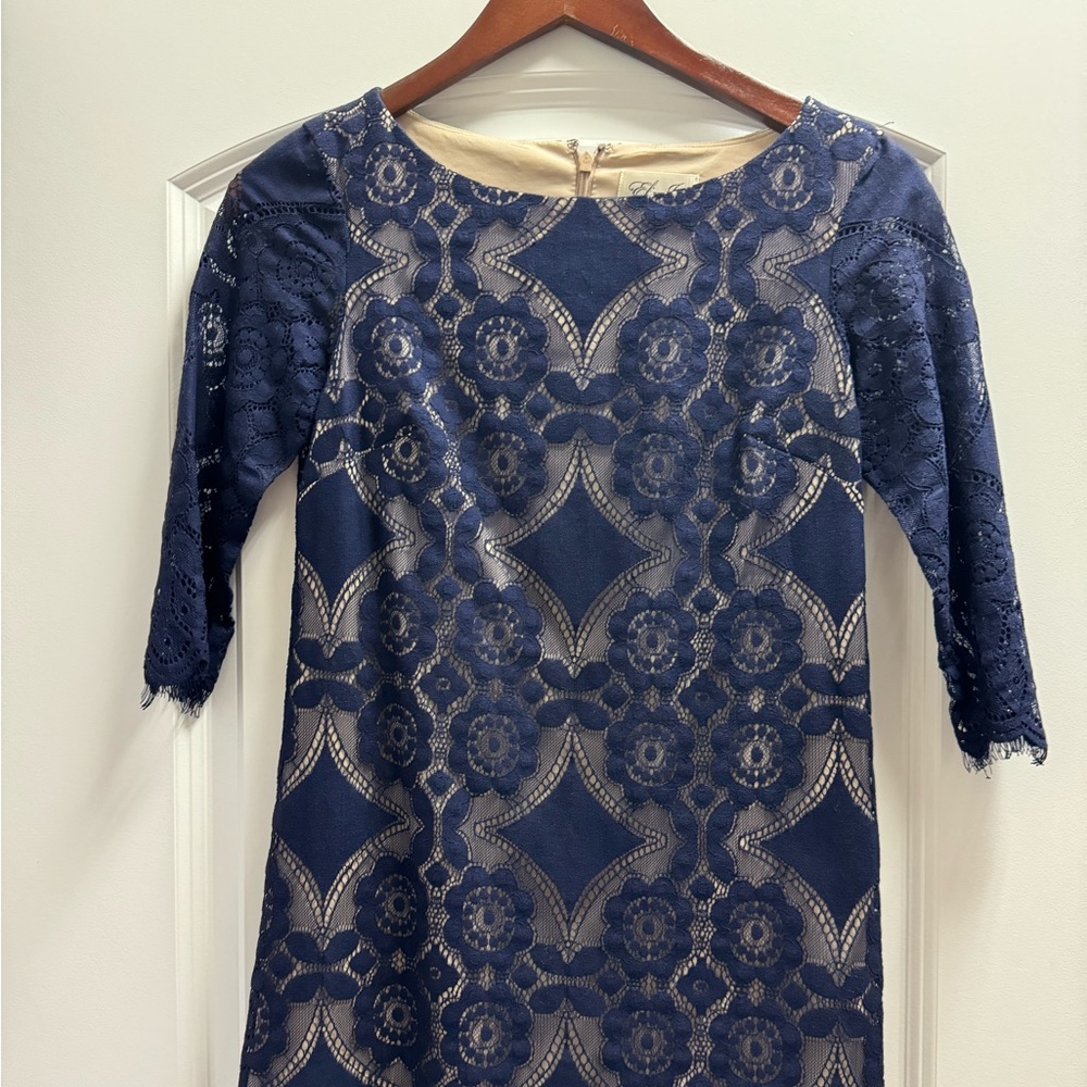 Navy and Nude Lace Dress